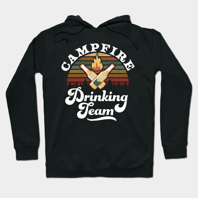 Campfire Drinking Team Camping Hoodie by OrangeMonkeyArt